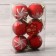 Set of balls plastic D-6 cm, 6 pcs "Assorted Snowflakes" Red