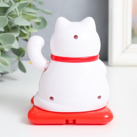 Plastic pendulum from the solar battery "cat manki-naeko sleeping" white 9.5x10x9.5 cm-2