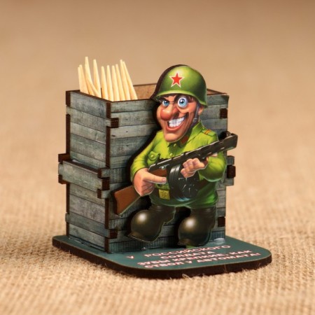Toothpick stand "Army" 6.5x6.5x5.5 cm mix
