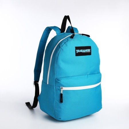 A backpack with a zipper, external pocket, blue color-2