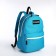 A backpack with a zipper, external pocket, blue color