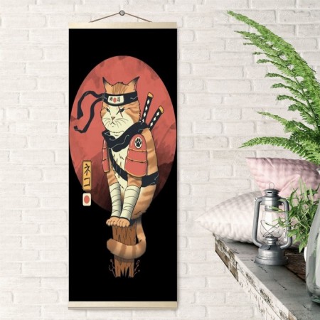 Picture on the numbers "Panel. Samurai cat ", 35 × 88 cm, 15 colors