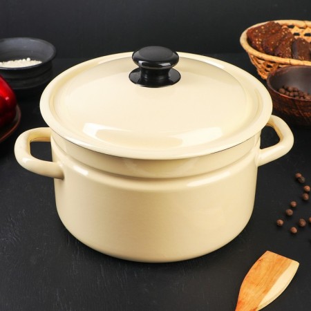 Cylindrical pan, 5 l, induction, without decolleys, ivory color