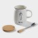 Ceramic mug with a wooden lid and spoon "Sea", 400 ml, Mix drawing