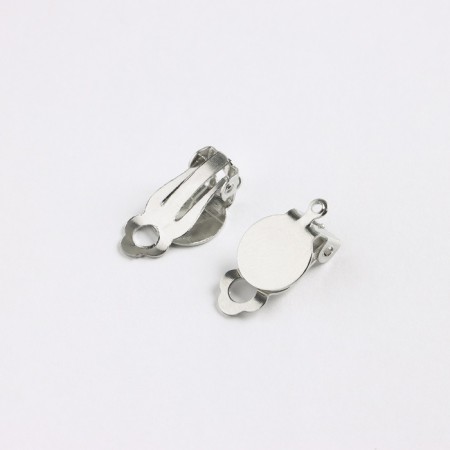 Basket for earrings-clips, 10 mm (set of 5 pairs), silver color