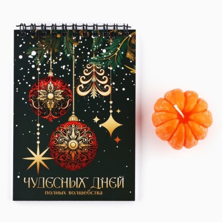 Gift set New Year's notebook A6, 40 liters and curly candle "Fairytale Deer"-1