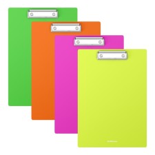Plastic tablet with A4 clamp, 1.3mm, Erichkrause Matt Neon, mix