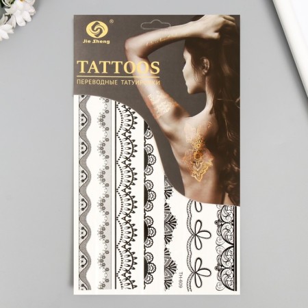 Tattoo on the body black "lace" 25x15 cm-2