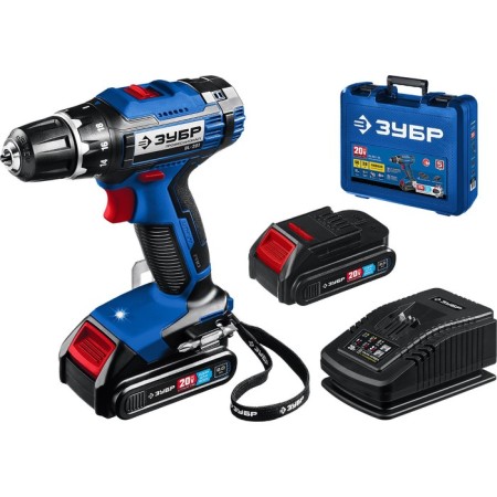 Drill-shuruvret bison DL-201-22, 20 V, 2x2 Ah, 1350 rpm, case