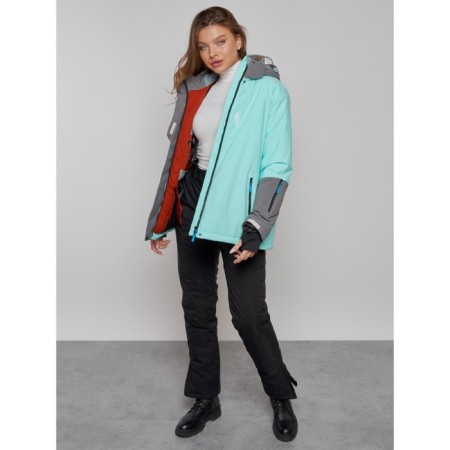 Ski jacket women's winter, size 52, turquoise color-11