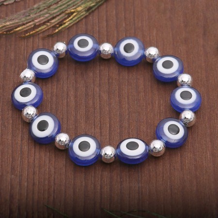 Bracelet-reinforcing “Eyes” are flat with balls, blue color in silver, d = 5.5 cm-4