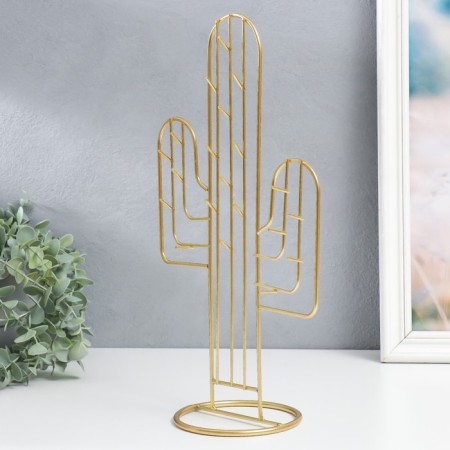 Souvenir Metal Stand for Jewelry "Cactus" gold 38x20.5x12 cm-3