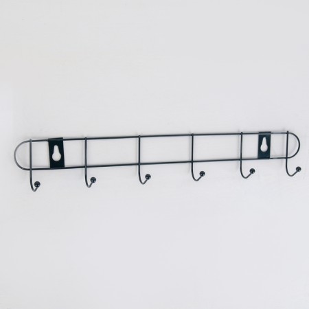 The hanger wall -mounted on 6 hooks "Light", 34 × 5.5 × 3 cm, black color