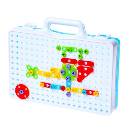 Plastic designer in the “Create and Play” suitcase, with an electric screwdriver, 106 parts-1