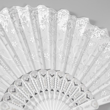 Fan h = 21 cm "flowers", white-4