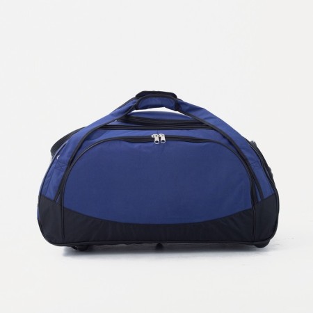 Road bag on wheels, a lightning department, shoes, 3 outer pockets, long belt, black/blue color-1