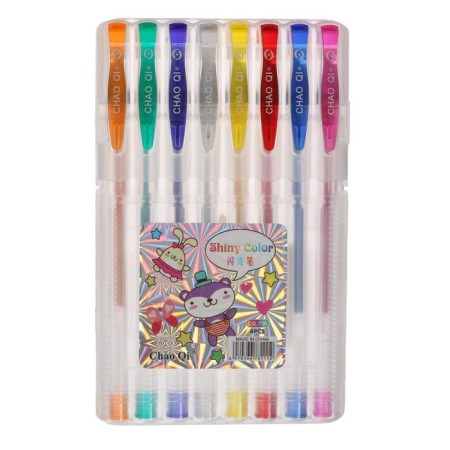 A set of gel pens, 8 colors, in a plastic box-5