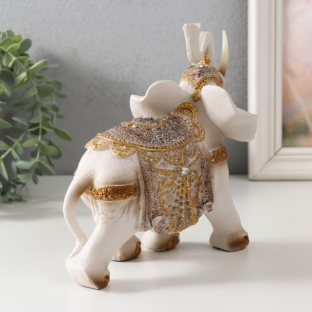 Polystone souvenir "White Elephant in Popon with Gold" MIX 16.5x8x17.5 cm-3