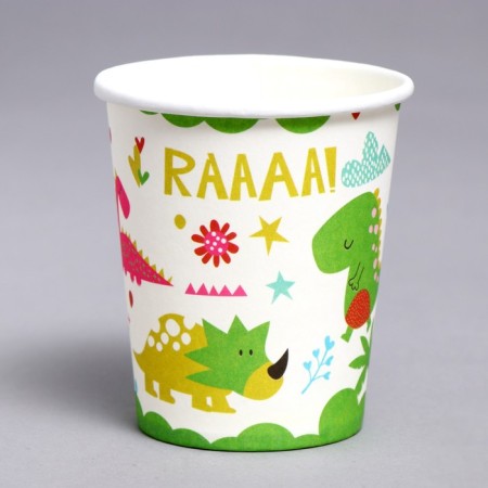 Dinosaurs paper glasses, 6 pieces in a set