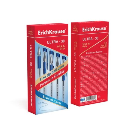 Ballic handle Erichkrause Ultra-30, node-bela 0.7 mm, blue, rubber emphasis, letter line 2000 meters-10