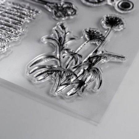 Stamp for creativity Silicon "Butterflies, Flowers and Key" 15x10 cm-1