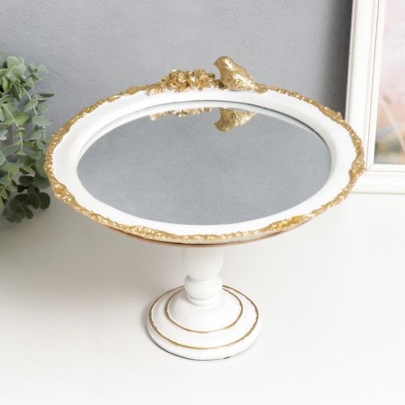 Standing interior polystone with a mirror "Golden Torgets" on a leg 28x23x23 cm