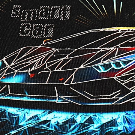 Penal 1 section, 140 x 200 x 40 mm, 2 folding strips, textile, PCT 09-22-19 "SMART CAR" (drawing with 3D metallic effect) 72202-6