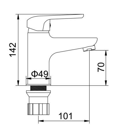 Comer for the Accoona A9668 sink, single -leaf, with nut, silumin, chrome-4