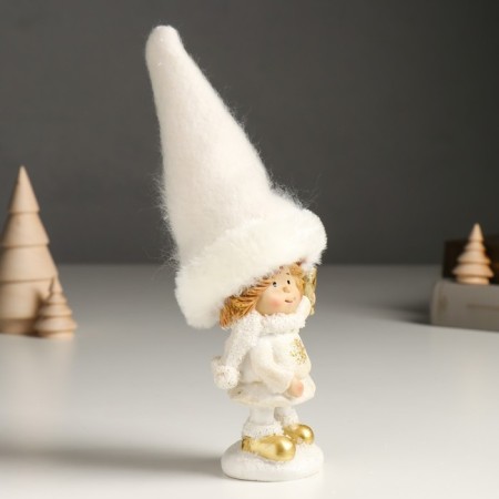 Polystone souvenir "Baby in a white outfit with a snowflake, with a gift/bell" MIX 7x6x18 cm 94988-2