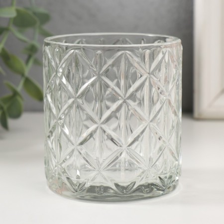 Bank for candles glass "rhombus" transparent 200 ml 7x7x8 cm