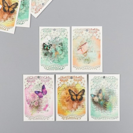 Cardboard "Butterfly vintage" set 10 pcs (5 types) 4x6 cm