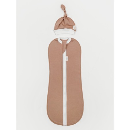 Lightning diaper with a hat with a hat Nature Essence, size 56-68, beige color-1