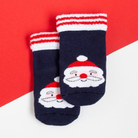 New Year's children's socks I am Santa, Blue color, 8-10 cm