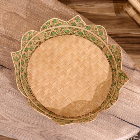Vase wicker, from bamboo 40x40x10 cm-2