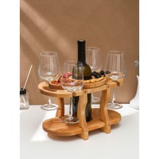 A table - a tray for wine with a removable menage of 4 ADELICA, 35 × 19 × 1.8 cm, height 21 cm, birch