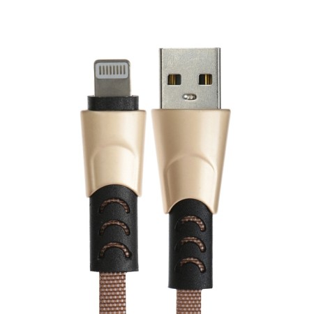 Lightning cable - usb, 2.4 a, braid fabric, flat, 1 meter, brown-1