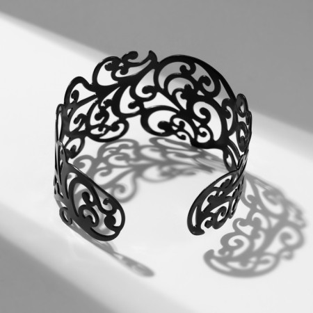 Bracelet Metal "Karka" Fest lady, pattern, black color, 6 cm-2