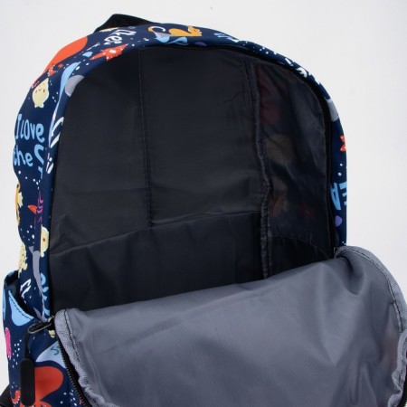 A backpack with a zipper, the color is blue-5