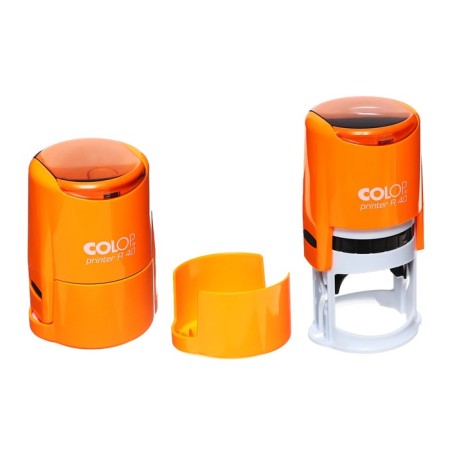 Equipment for round printing Automatic Colop Printer R40, diameter 41.5 mm, with a lid, orange neon case-1
