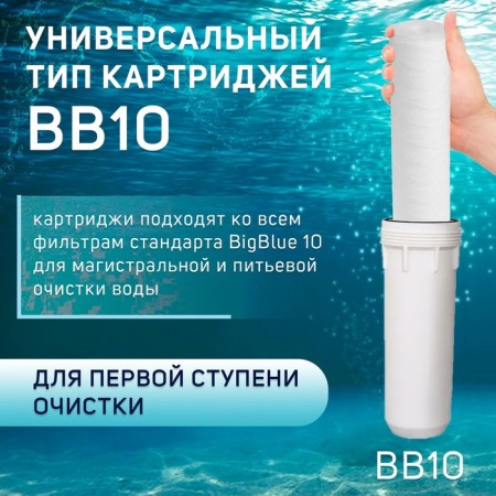 Smooth cartridge Zein PS-10BB, polypropylene thread, 25 μm-4