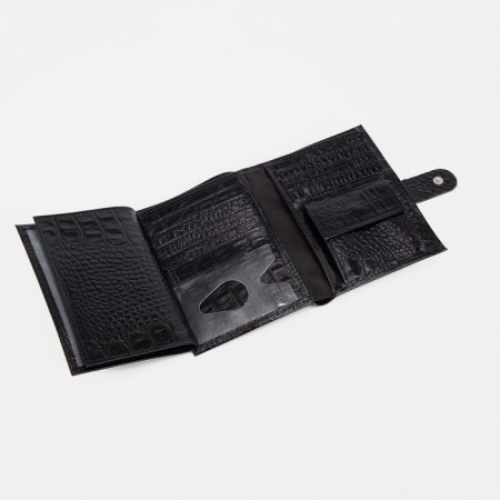 Male purse on the button for auto documents and passports, black color-1