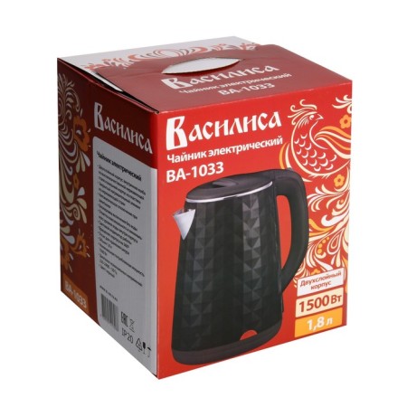 Electric kettle "Vasilisa" VA-1033, plastic, KOBET Metal, 1.8 l, 1500 watts, black-7
