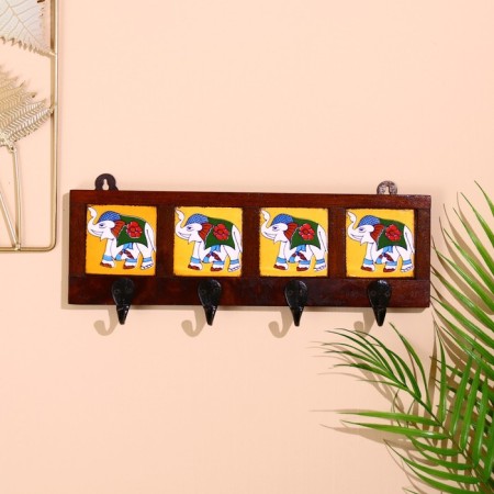 Ban "Caravan" Elephants, 22*4*12cm, wood, 4 hooks, color mix-3