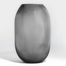 Crocus flower vase made of transparent black glass 25 x 16 x 16 cm