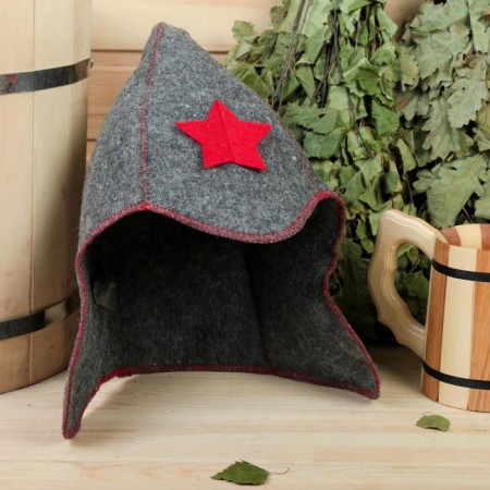 Hat for baths Budyonovka felt gray B413