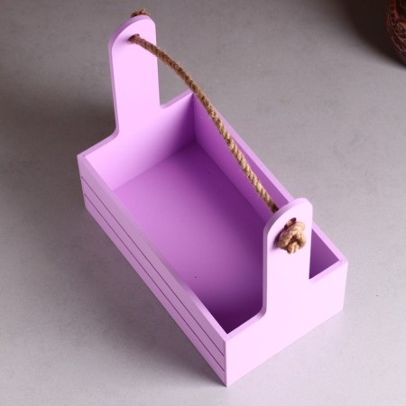 Wooden Kashpo 25.5 × 15 × 30 cm "AROMA", handle rope, lilac-2