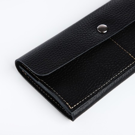 Women's wallet on the button, black color-2