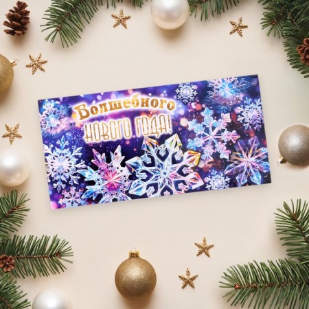 The envelope for the money "Magic New Year!" Snowflakes, 17 x 8 cm-1
