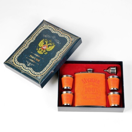 Gift set 6 in 1 "100% man": Flaw 540 ml, 4 piles of 70 ml, funnel