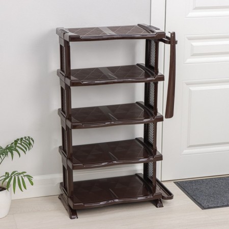 Shelf for shoes with a spoon, 5 tiers, 50 × 32.5 × 91 cm, brown color-1